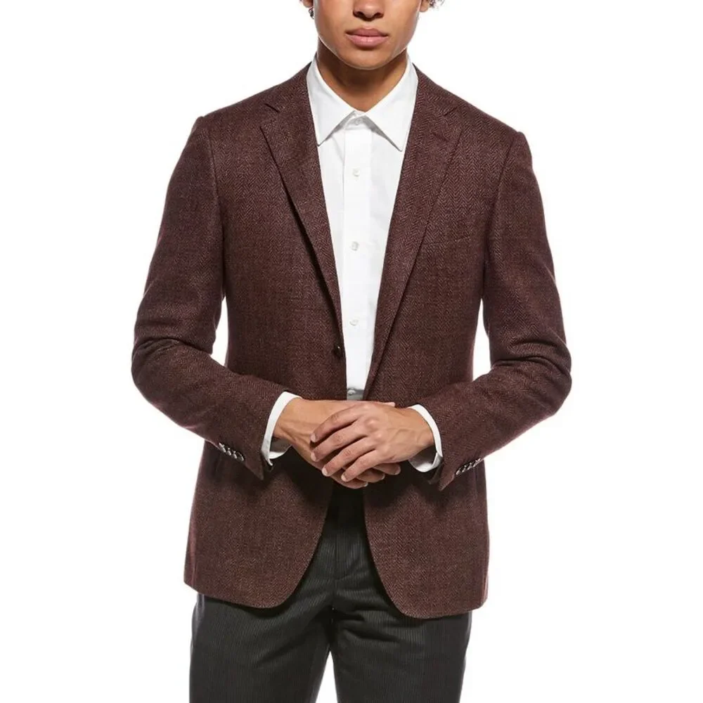 Canali Mens  Wool & Angora-Blend Blazer, Red